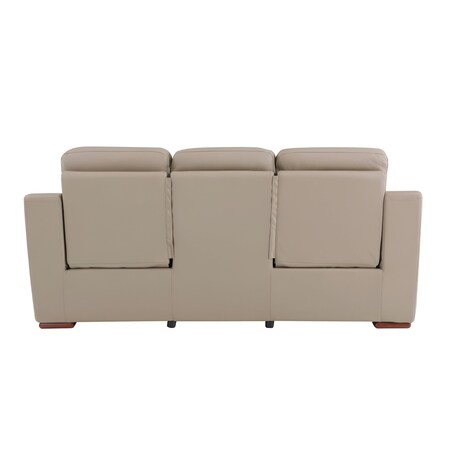 Homeroots 90" Beige Faux Leather Sofa With Brown Legs 343837