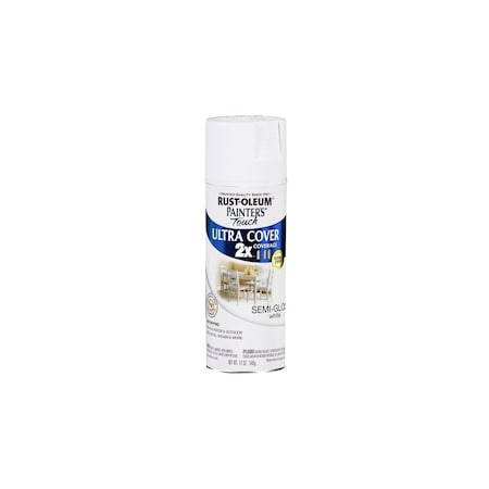 Rust-Oleum PAINTER'S Touch Semi-Gloss Spray Paint, Semi-Gloss, White, 12 oz, Aerosol Can 334098