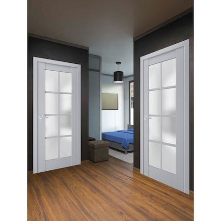 Sartodoors Interior Solid French Door Grey Solid Core Modern Interior VEREGIO7412ID-GRE-18