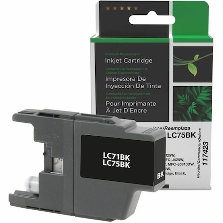 Cig Clover Imaging Non-OEM New High Yield Black Ink Cartridge for Brother LC71/LC75 117423