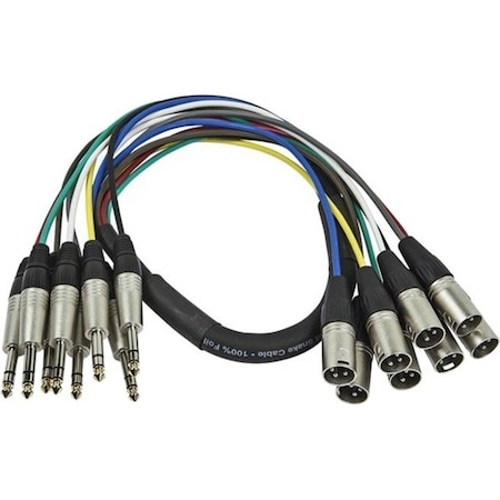 Monoprice 1 Meter (3ft) 8-Channel 1/4inch TRS Male to XLR Male Snake Cable 601296