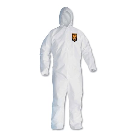 Kleenguard A30 Elastic-Back and Cuff Hooded Coveralls, 1" Flap, X-Large, White, 25PK KCC 46114