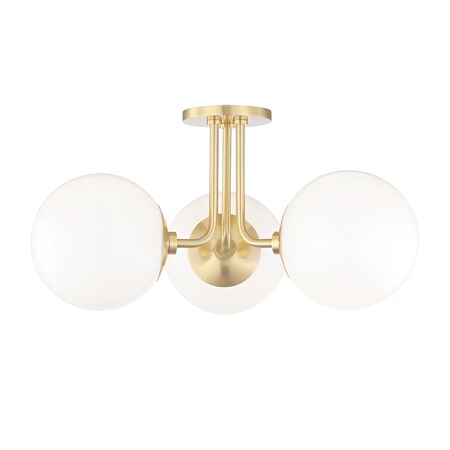 Mitzi Stella 3 Light Semi Flush 18.25 In. Aged Brass H105603-AGB