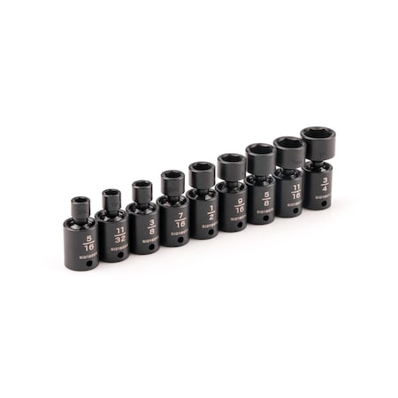 Tekton 3/8 Inch Drive 6-Point Universal Joint Impact Socket Set, 9-Piece 5/16-3/4 in. SID97000