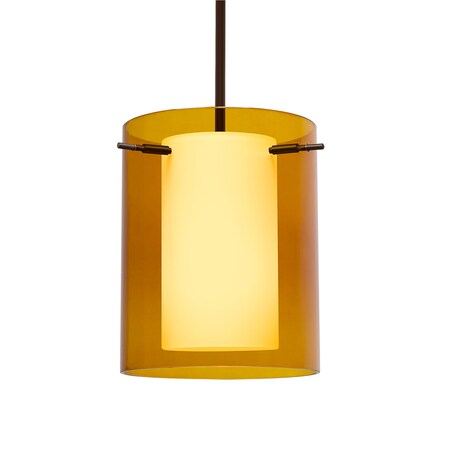 Besa Lighting Pahu 8 Stem Pendant, Trans. Armagnac/Opal, Bronze Finish, 1x11W LED 1TT-G00607-LED-BR