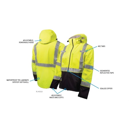 Pyramex Jacket, Ribstop Polyester, Hi-Vis Lime, L RJ4010L