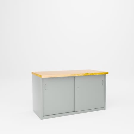 Pucel Cabinet Workbench with Door, 60 in W x 30 in D x 34 in H, Light Blue CW-3060-D