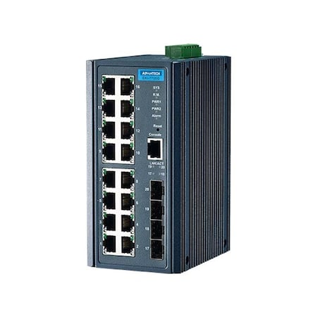 Advantech 16G+4SFP Port Managed Ethernet Switch Wide Temp EKI-7720G-4FI-BE