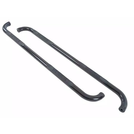 Big Country With Step Pads, 3in Round Bent, Powder Coated, Black, Steel, Without End Caps, Rocker Panel Mount 370061