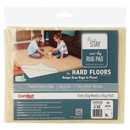 Con-Tact Brand Rug Pad, 6 ft L, 4 ft W, Non-Slip Surface, Polyester V14973