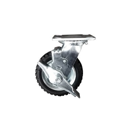 Service Caster 6 Inch Black Pneumatic Wheel Swivel Caster with Brake SCC-100S150-PNB-TLB