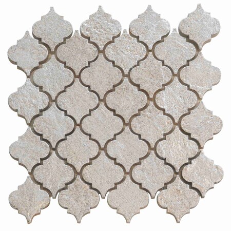 Apollo Tile Artisana 12x12 in. Silver Gray Textured, Foiled Resin Arabesque Lantern Mosaic Wall Tile, 5PK APLBRJ881A
