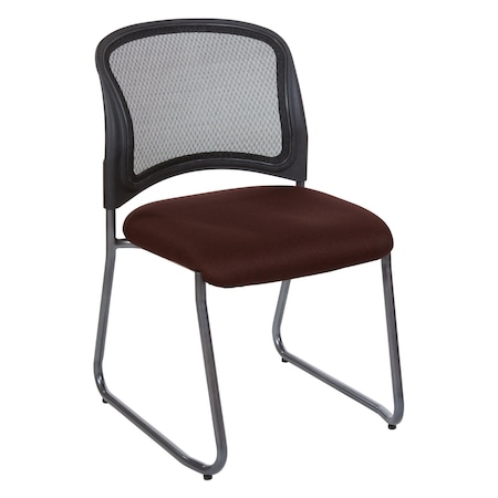 Office Star ProGrid Titanium & Black Visitors Chair, Sled Base, Icon Red 86725R-227