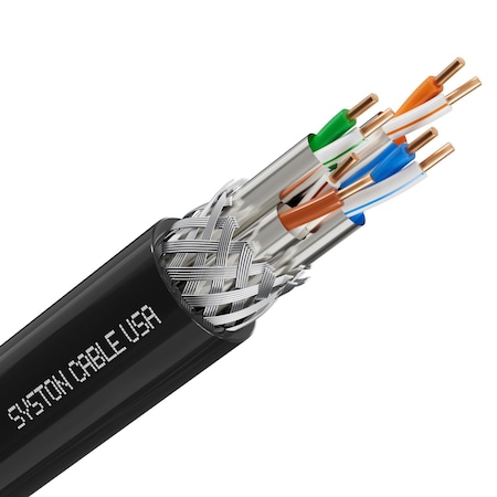 Syston Cable Technology Cat 8 Ethernet Cable S/FTP Bulk, 50ft, Black, 2000 MHz 22 AWG Solid Copper, CL2R CMR Riser-Rated BULK1588-50BK