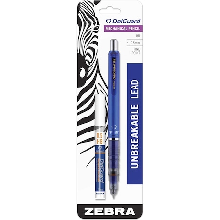 Zebra Pen DelGuard Mechanical Pencil 0.5mm Blue 1pk with Bonus Lead 58621