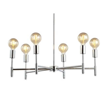 Jonathan Y Turing 28.5" Adjustable Height Metal LED Chandelier, Chrome JYL7458A
