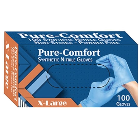 Pure-Comfort Synthetic Nitrile Gloves, L, 100PK 50632000767