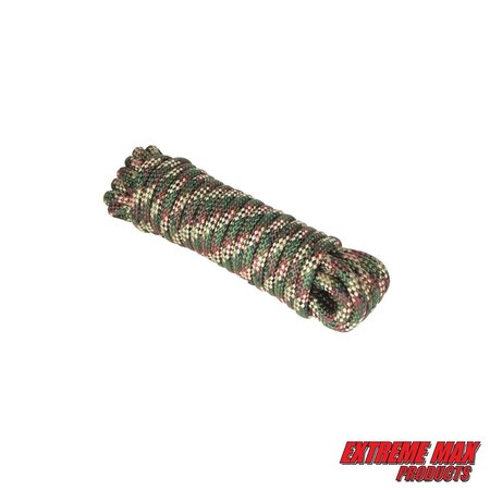 Extreme Max 3008.0388 16-Strand Diamond Braid Utility Rope - 3/8" x 100', Camo 3008.0388