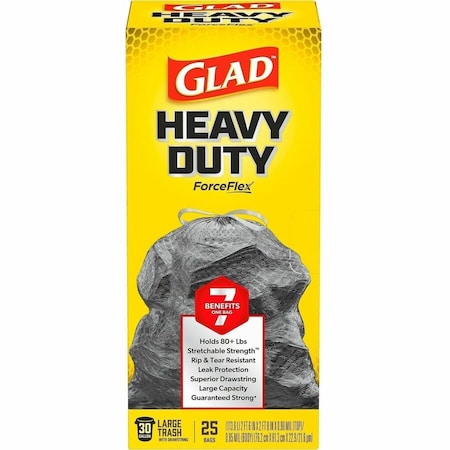 Glad 30 gal Trash Bags, L, Black, 25 PK CLO70359