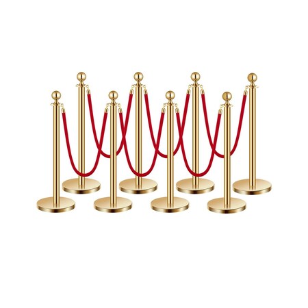 Vevor Crowd Queue Control Stanchions with Sign Holder and 3PCS 6.5FT Belt, 6PK 2MIHGHD1CPJD-6