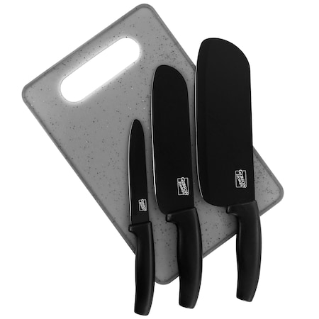 Gibson Home Edge Craft 4 Piece Nonstick Stainless Steel Cutlery Set with Cutting Board 128699.04