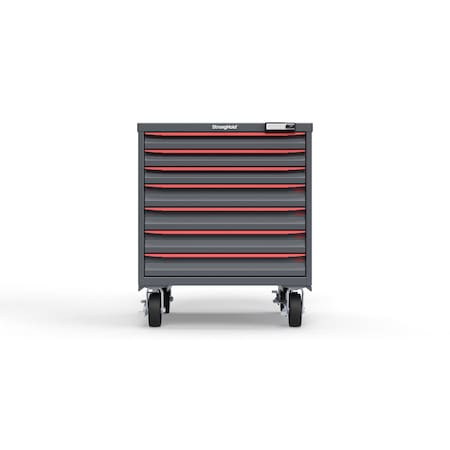 Strong Hold 7 drawer cabinet - (3x 2in, 4x 3in) - Red accents - Electronic Lock S3036-PCRAS-0703DS