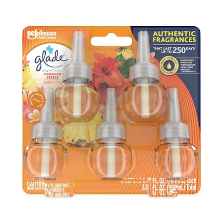 Glade Plugin Scented Oil Refill, Hawaiian Breeze, 0.67 oz, 5PK 375664