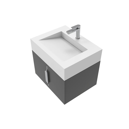 Castello Usa Nile 24-inch Black Vanity Set with White Top and Brushed Nickel Handles CB-MC-24BLK-BN-2053-WH