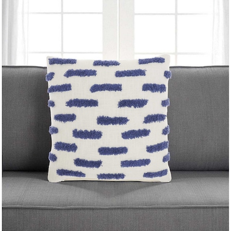 Homeroots 18" Blue and White Geometric Cotton Throw Pillow 527791