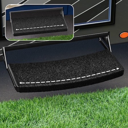 Presto Fit STEPS AND STEP RUGS RV Trailhead Universal RV Step Rug 22 Inch Width Obsidian Black Shrinkwrap An 2-0223
