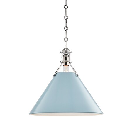 Hudson Valley Lighting Mark D. Sikes X Painted No.2 1 Light Pendant 16 In. Polished Nickel/Blue Bird MDS352-PN/BB