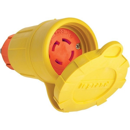 Pass & Seymour Locking Connector, L16-30R, 30 A, 480V AC, Three Phase, 3 Pole, Screw Terminals, Yellow 29W76AM
