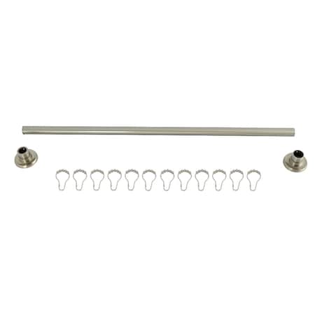 Kingston Brass 36"-60" Stainless Steel Adjustable Shower Curtain Rod with Rings, Brushed Nickel KSR368