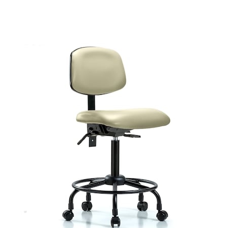 Blue Ridge Ergonomics Bench Chair, Viniyl, RT Tilt, Casters, Wht, No Arms, 22" to 29" Height, Adobe White BR-VMBCH-RT-T1-A0-RC-8501