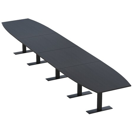 Skutchi Designs 18ft Conference Table With Power Unit | 18 Person Modular Boat Meeting Table | Harmony Series HAR-BOT-48X216-T.BK-U999ST19-NA