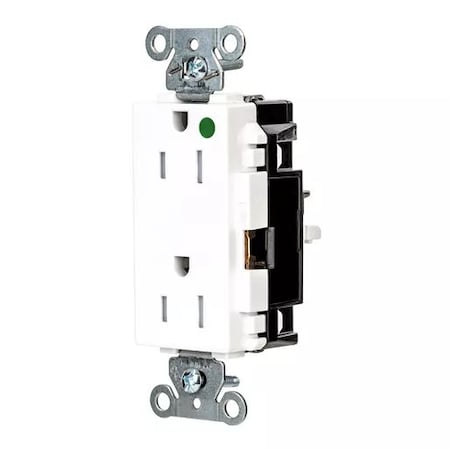 Hubbell Wiring Device-Kellems Straight Blade Receptacle, 5-15R, 15 A, 125V AC, 2 Pole, 3 Wire, Surface Mount, Grounded HBL2172STWTR