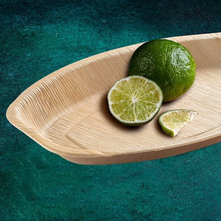 Smarty Had A Party 9" x 13" Oval Natural Palm Leaf Eco-Friendly Disposable Trays (100 Trays), 100PK 5514T-CASE