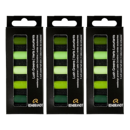 Rembrandt Soft Pastels Micro Sets, Lush Greens Per Set, 5 Half Sticks, 3 Sets, 3PK 31820510