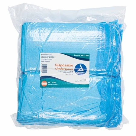 Dynarex Disposable Underpad 17x24", Fluff Light Absorbency, 1340, 300PK 793874_CS
