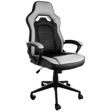 Elama High Back Adjustable Faux Leather Office Chair in Gray and Black ELM-F-005