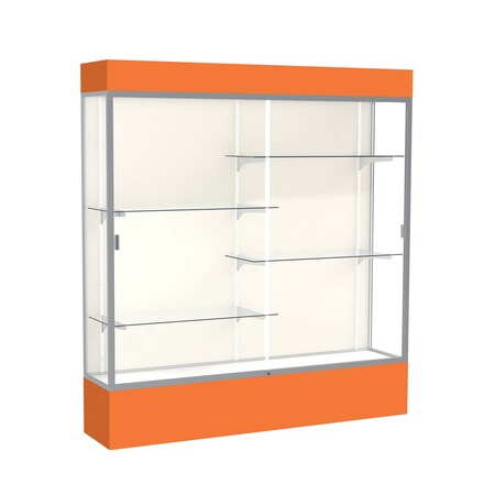 Ghent Lighted Floor Display Case 72x80x16, Plaque, Satin 3176PB-SN-OR