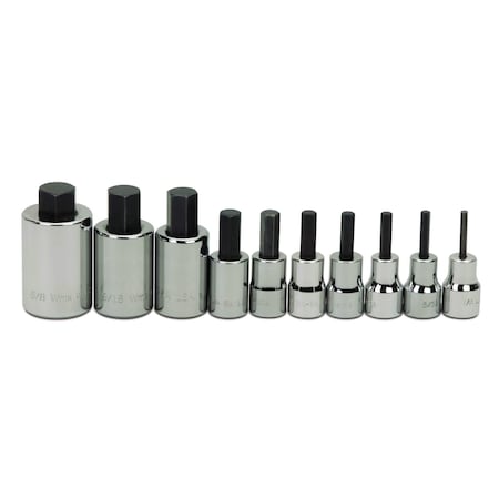 Williams Williams Socket Set, 3/8" Drive, Hex Bit, 10 Pieces JHWWSBS-10RC