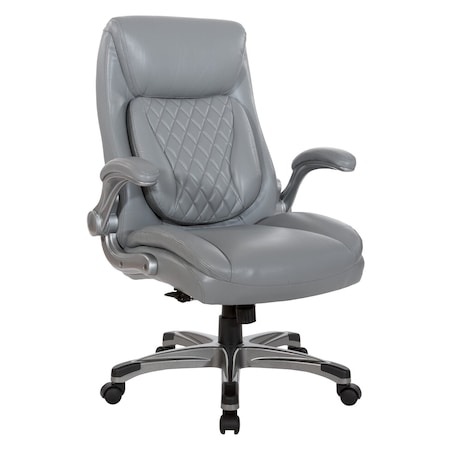 Office Star Products Office Chair, Silver, Leather, Swivel ECH75137-EC2