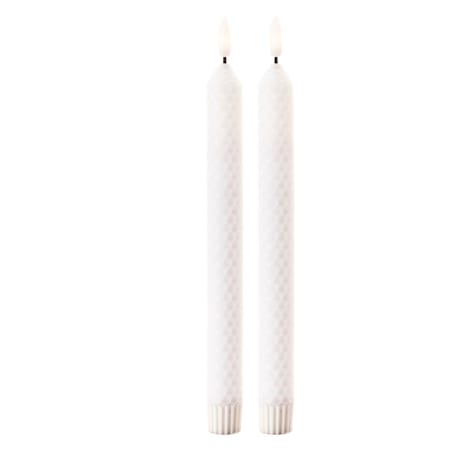 Homeroots Set of Two White Flameless Taper Candles, 2PK 633982