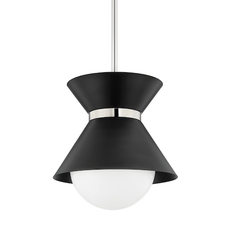 Troy Lighting Scout 1 Light Pendant 20 In. Soft Black/Polished Nickel F8620-SBK/PN