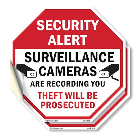 Signmission Security Alert Surveillance Cameras, 10 inch X 10 inch, Vinyl Decal, 2PK OC-D-2PACK-10-328