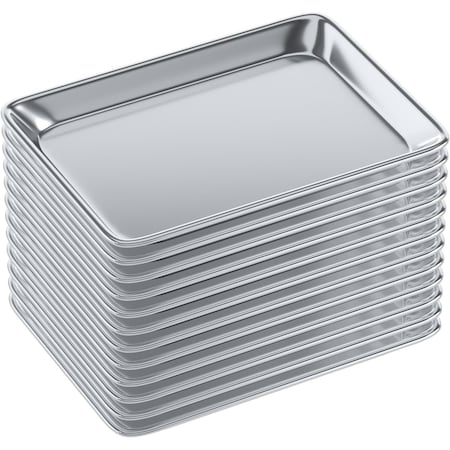 Amgood 13 in. x 10  in. 19 Gauge Quarter Size Aluminum Bun / Sheet Pan, 12PK SBP-19G-1013-12PK-Z