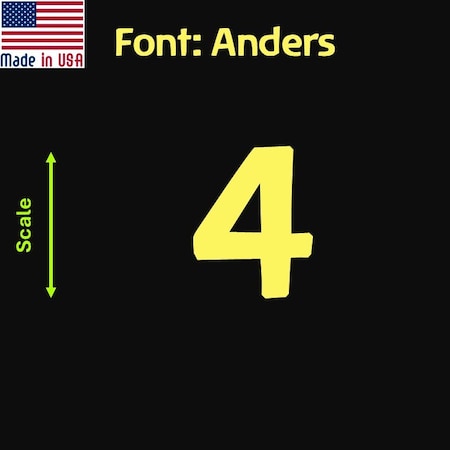 Aacc Self-Adhesive Vinyl Number: 4, Size: 0.75 in. Color: Yellow Font: Anders, 1 sticker AACC-Anders-N4-Yellow-I0.75x1