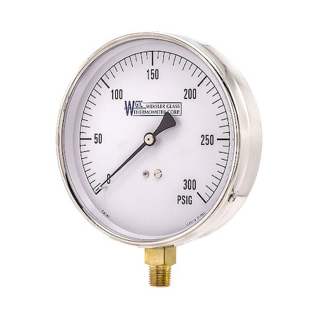 Weksler Pressure Gauge, 1/4 in NPT, Bottom Location EA14FDOM