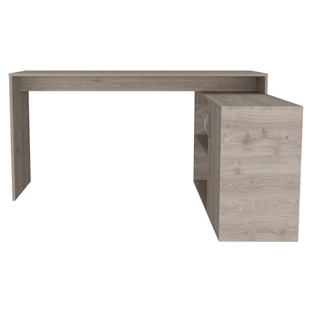 Homeroots 60" Light Gray Wood L Shape Writing Desk 535155